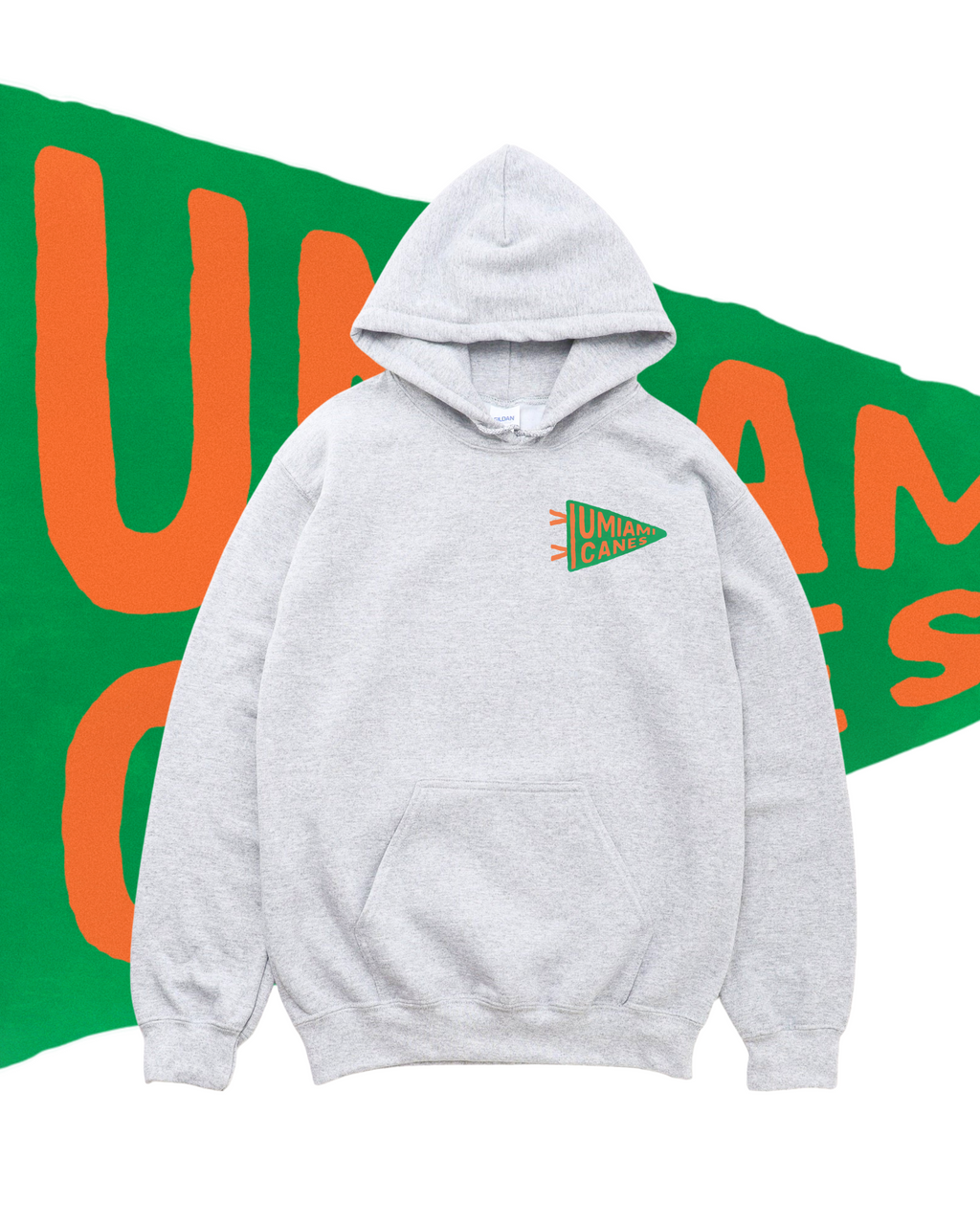 UNIVERSITY OF MIAMI PENNANT HOODIE (NO BACK PRINT)